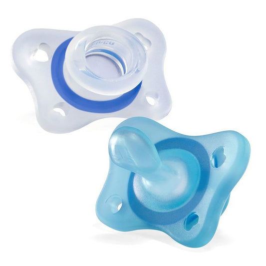 Physio Mini Soft Silicone Pacifier 0-2m Transparent/Blue x2