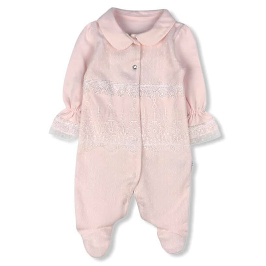Baby girl special occasion cotton and dantelle overall (3-6 m)