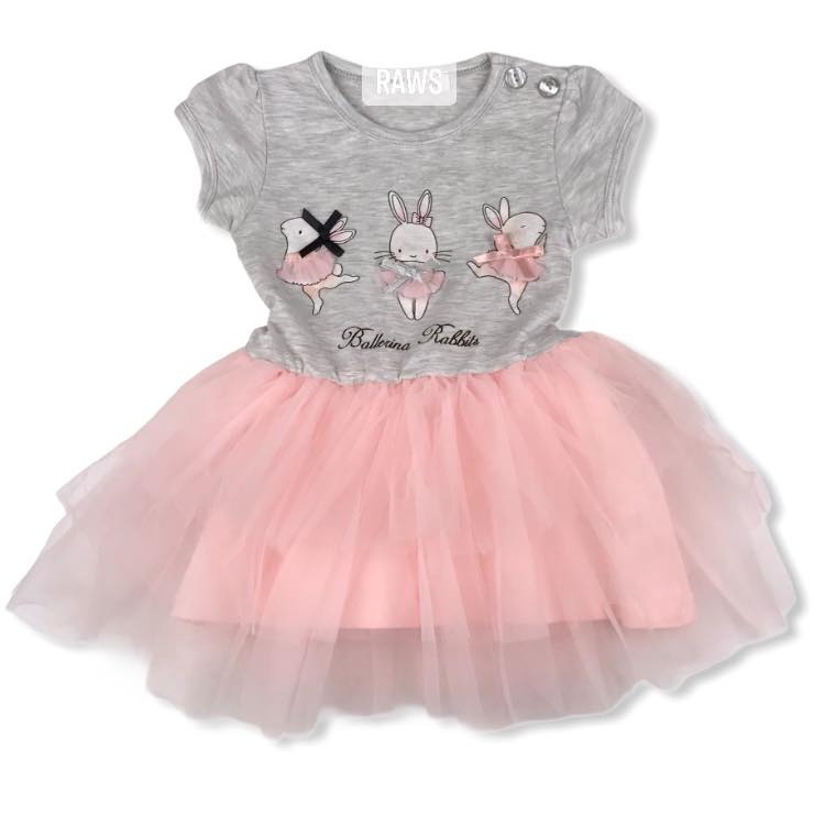 Girl cotton and tull dress (6-9 m)