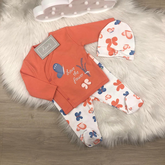 Baby girl 3 pieces hospital set (3-6 m)