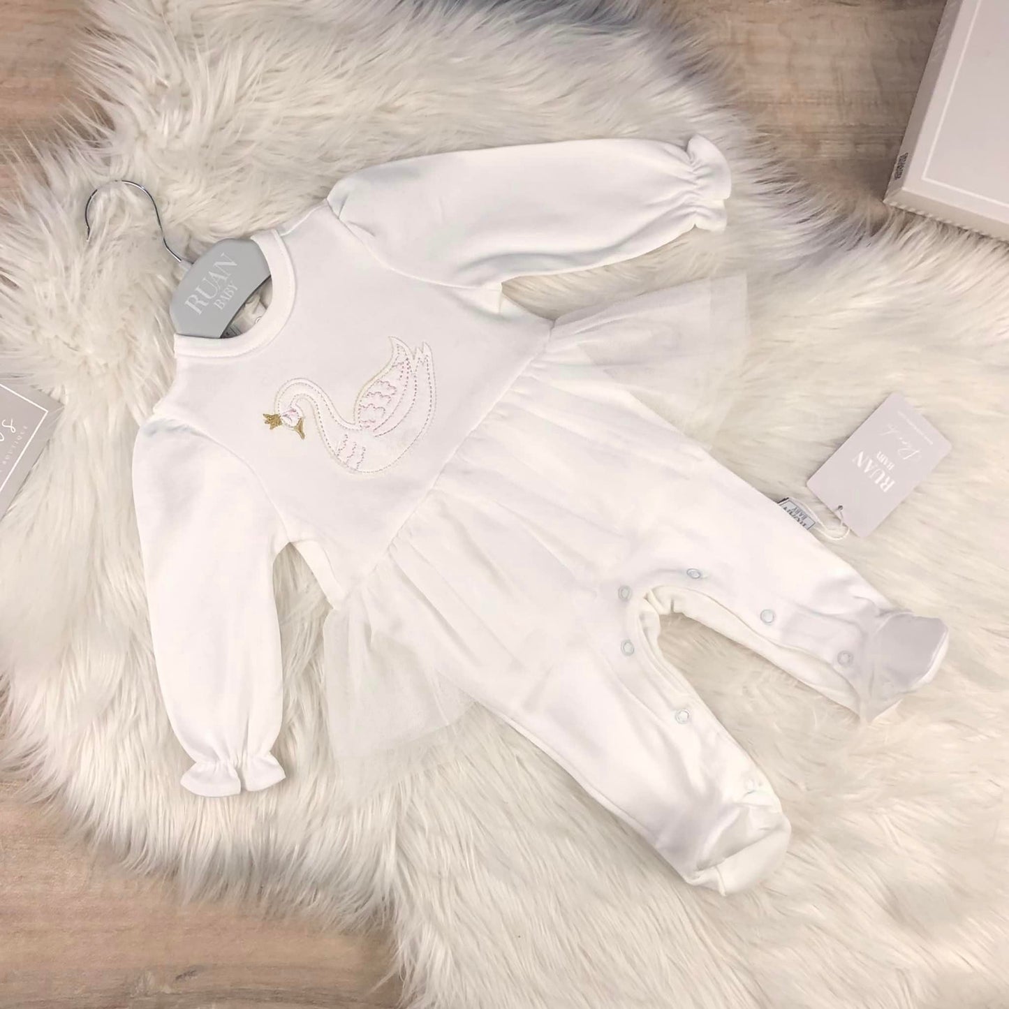 Baby girl welcoming cotton overall (6-9 m)