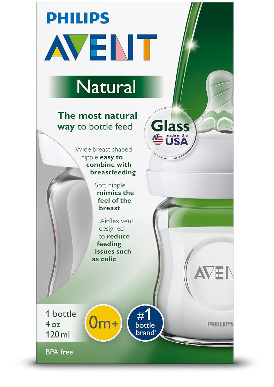 Natural Range Glass Baby Bottle, Clear, 120 ml
