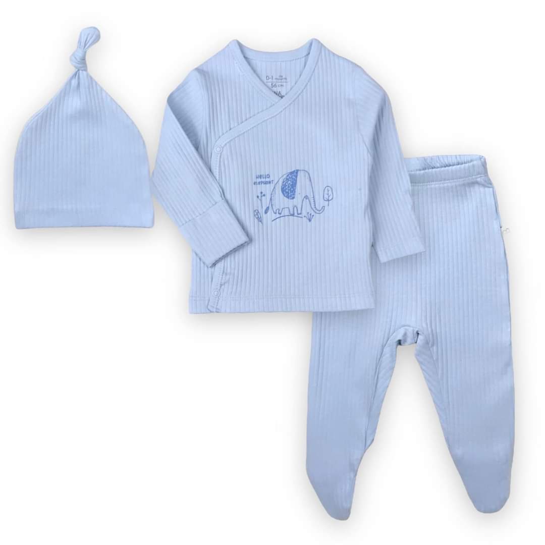 Baby boy cotton 3 pieces hospital set (newborn)