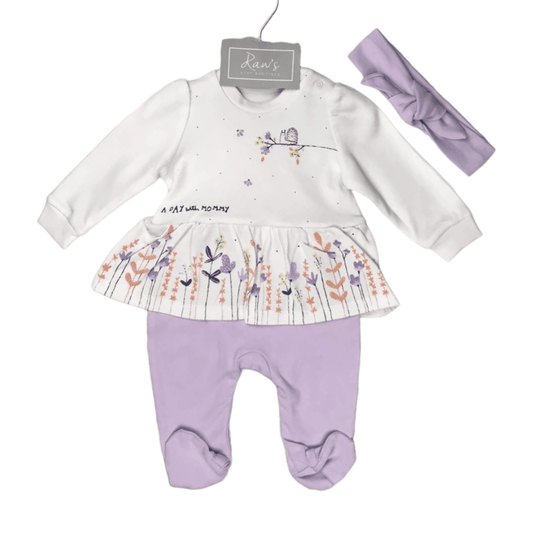Baby girl floral cotton 2 pieces overall set (3-6 m)