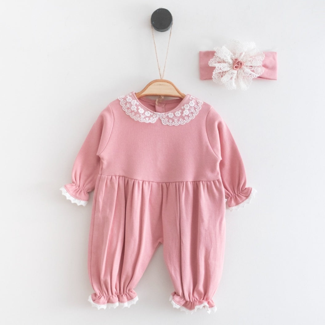 Baby girl cotton overall 2 pieces set (0-3 m)