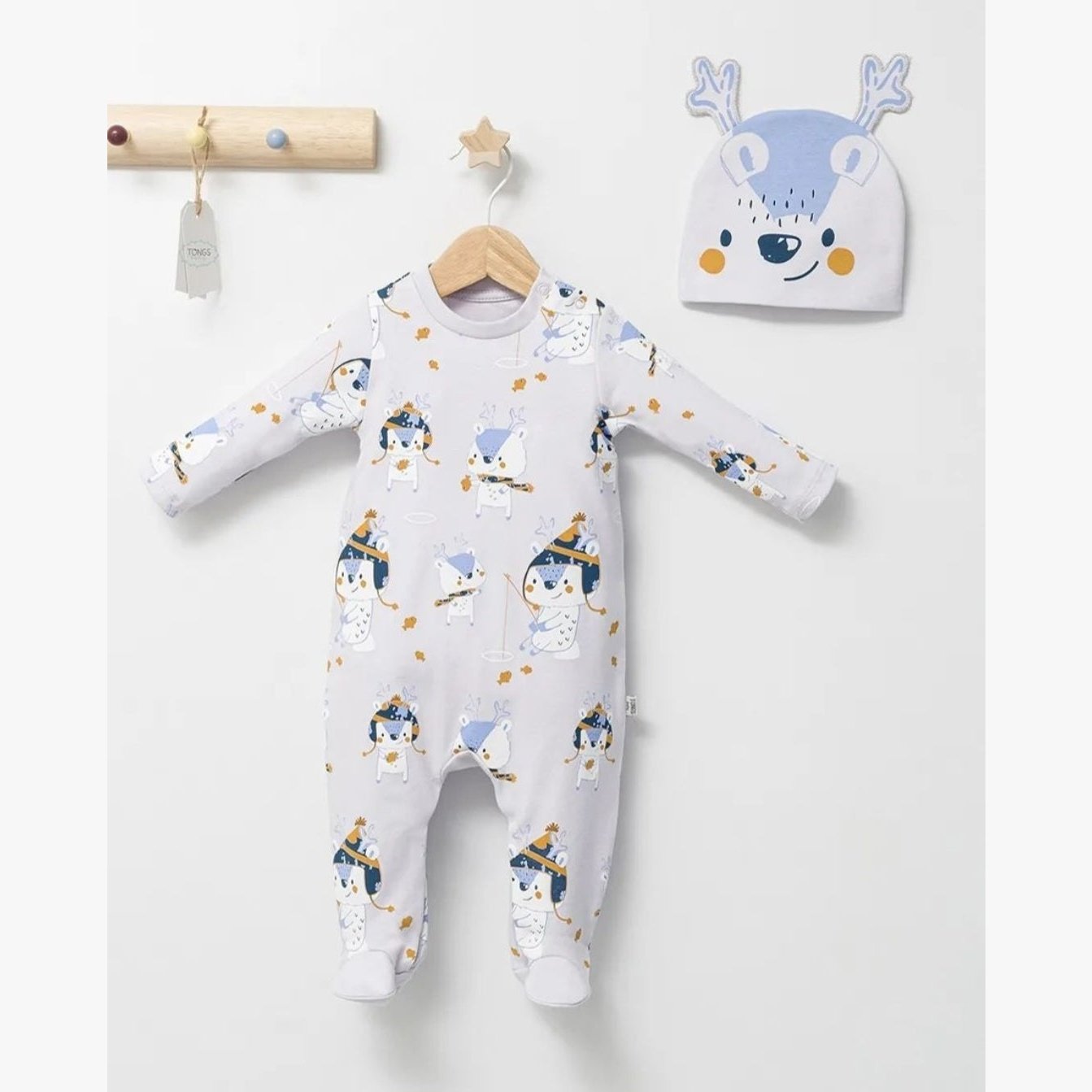 Baby boy cotton 2 pieces overall set (0-3 m)