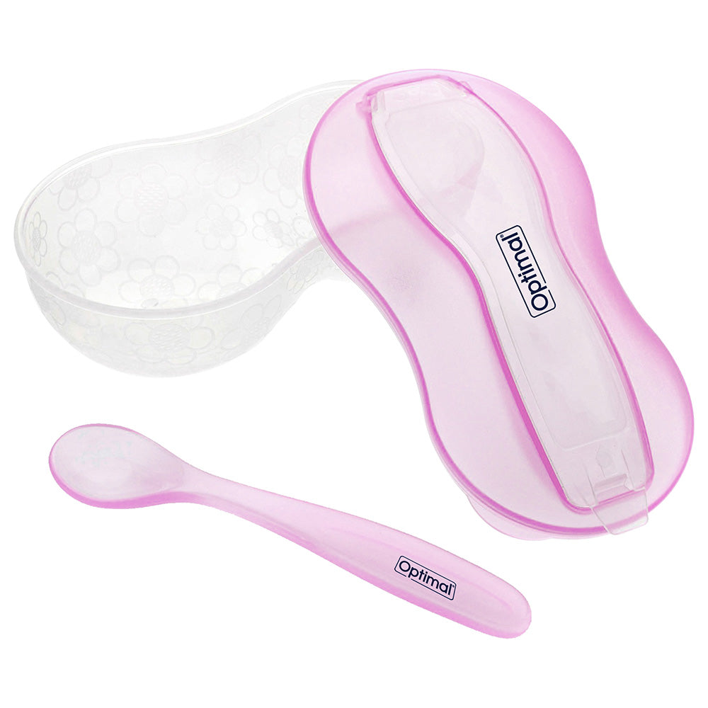 Grinding Feeding Bowl Tip Spoon Pink