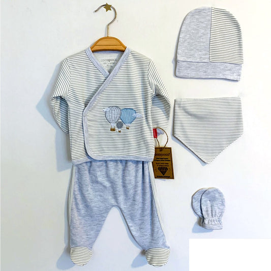 Baby boy velvet 5 pieces hospital set (newborn)