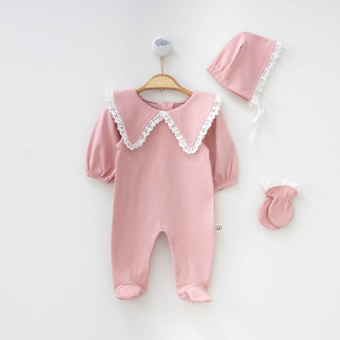 Baby girl 3 pieces overall set (0-3 m)