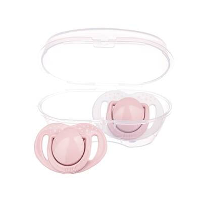 Powder Pink Patterned 2-Piece Silicone Orthodontic Pacifier 6 Months + (Boxed)
